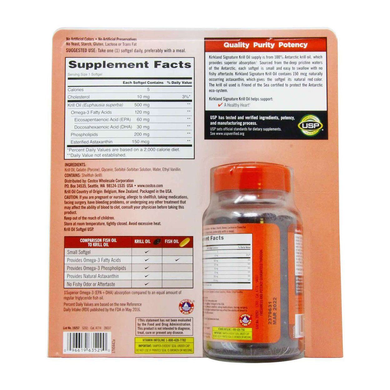 Kirkland Signature Expect Molre Krill Oil 500 mg, 160 Softgels Duhandar